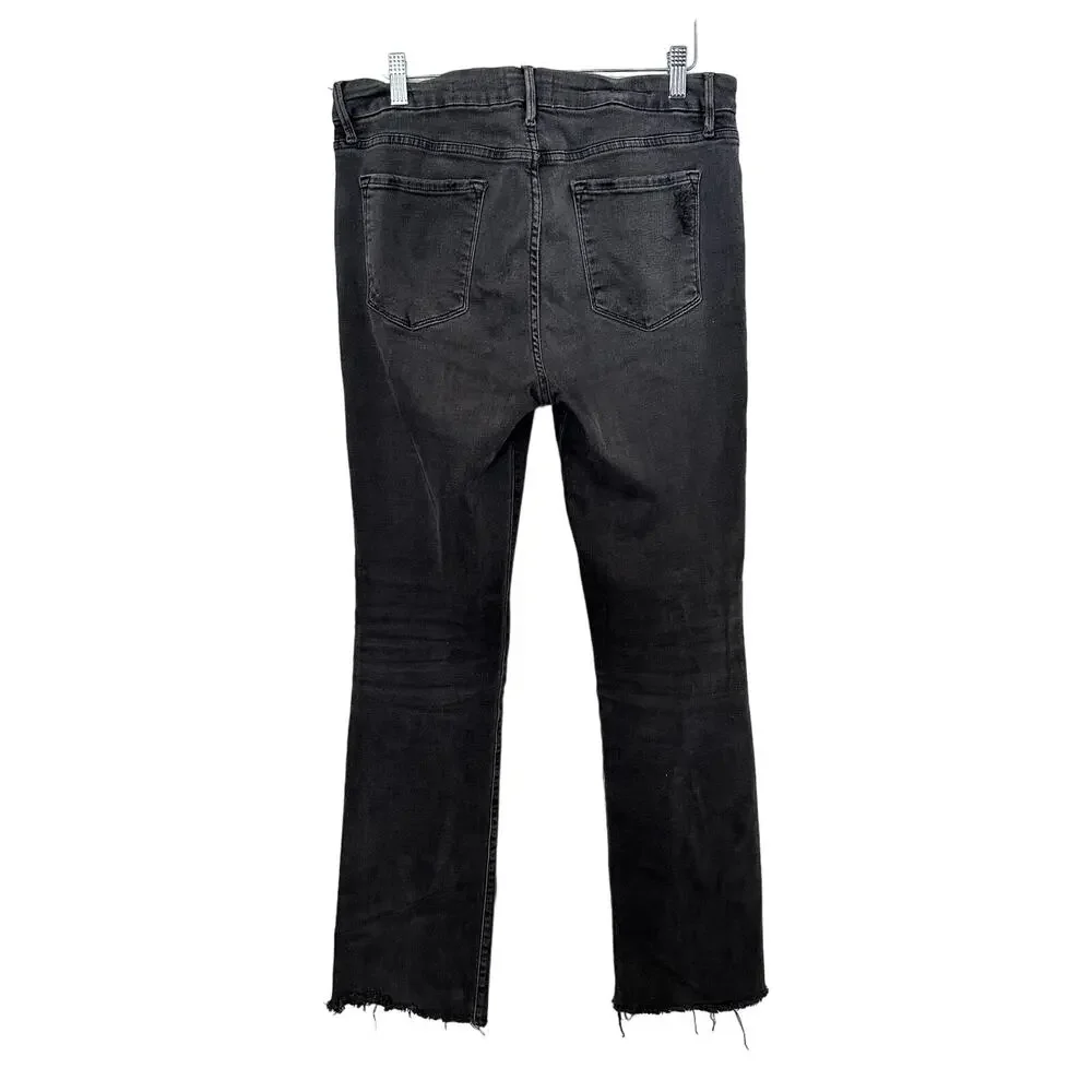 Frame Le Mini Boot Cut Preston Gray Raw Hem Denim Jeans Size 32 - Picture 3 of 4